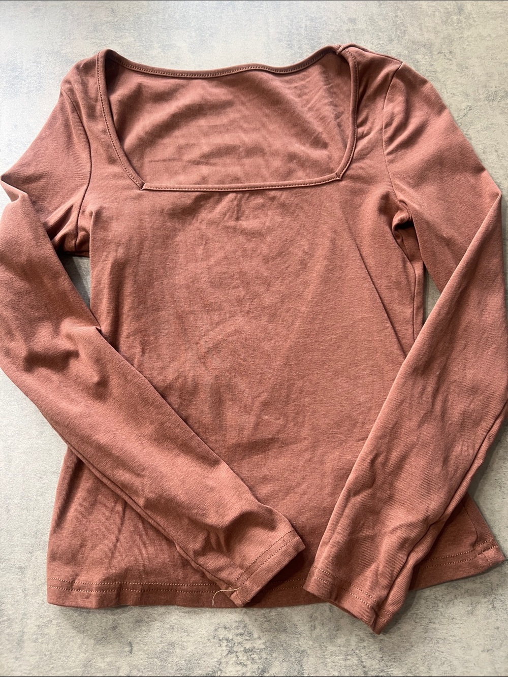 SHEIN Long-Sleeve Square Neck Top - Rust